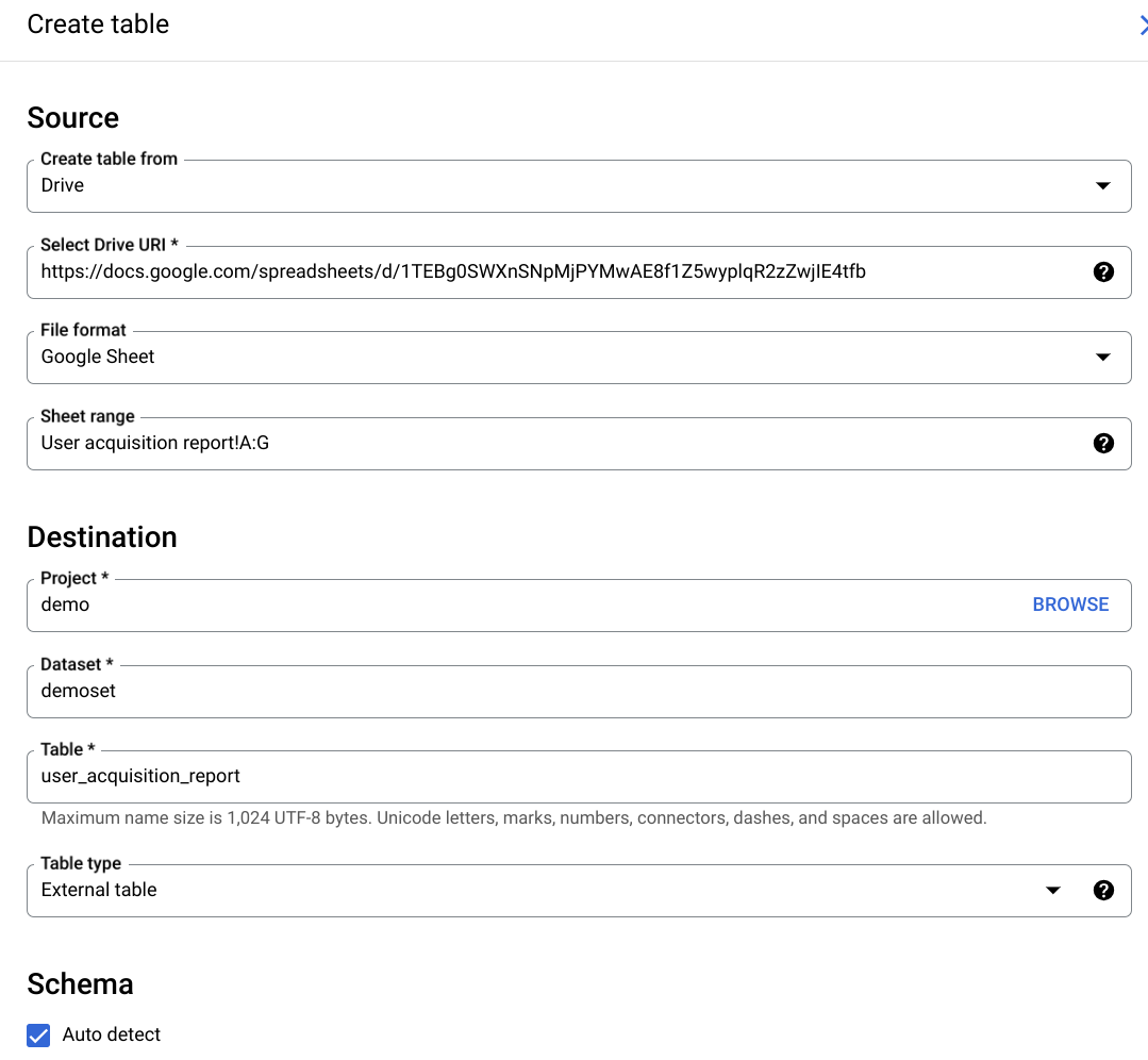 BigQuery external table configuration part 1