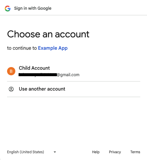 Choose the child account page.