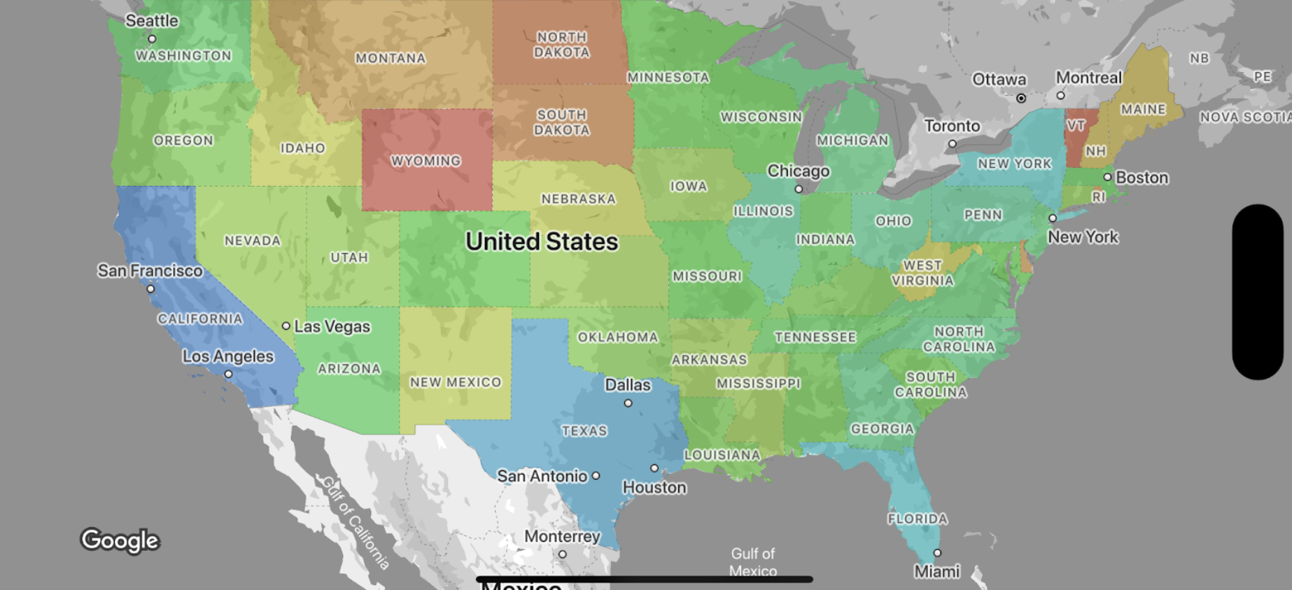 A diagram showing a boundary choropleth
map