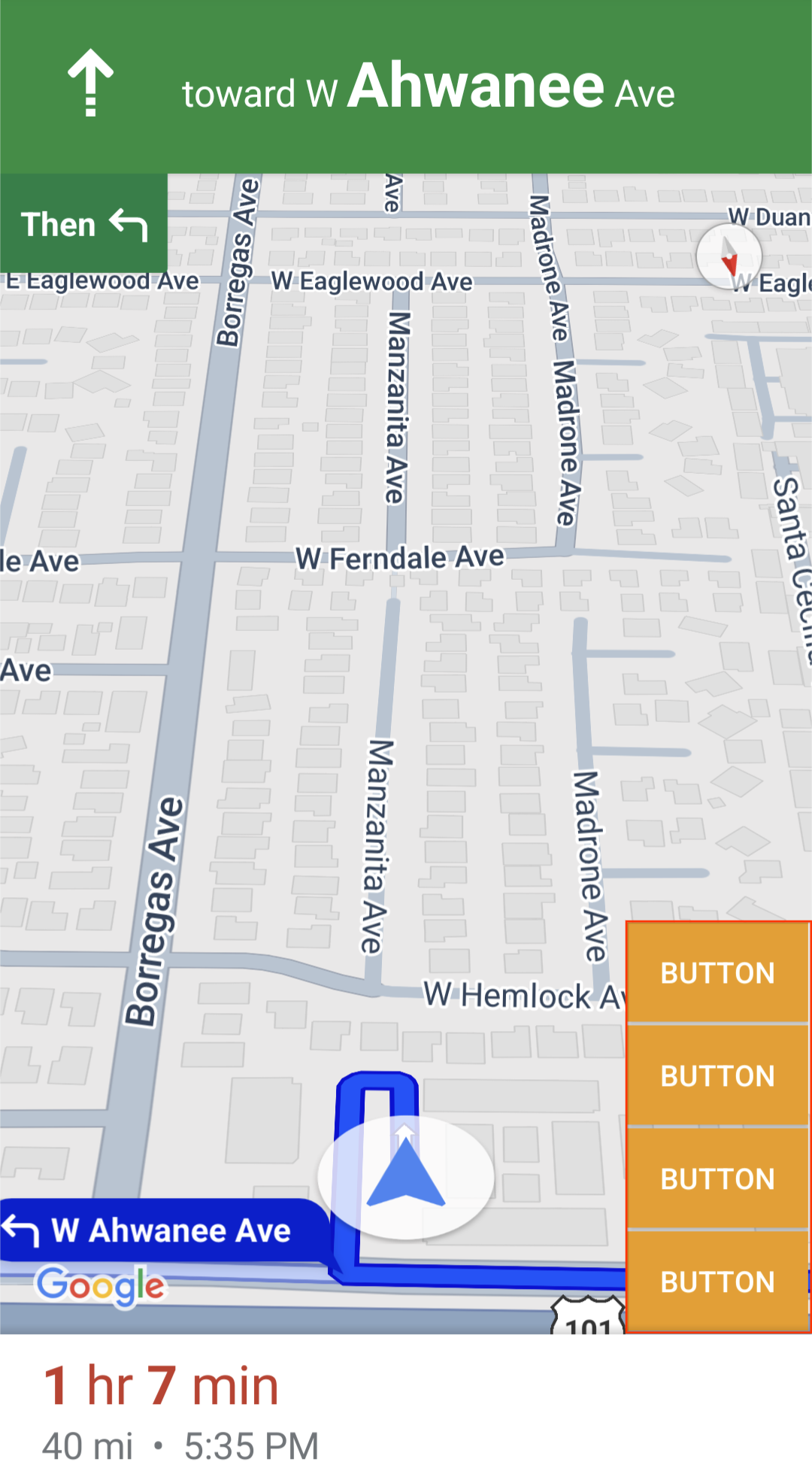 Bottom end custom control position for portrait orientation.